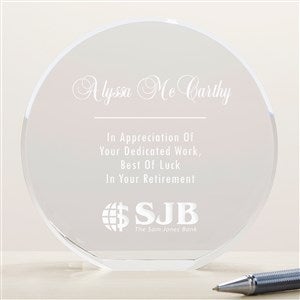 Custom Retirement Logo Round Crystal Award- Large - 51304