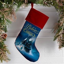 Polar Express® Personalized Burgundy Christmas Stockings - 51737-B