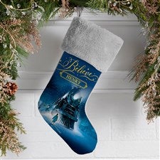 Polar Express® Personalized Grey Faux Fur Christmas Stockings - 51737-GF