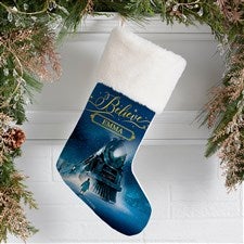 Polar Express® Personalized Ivory Faux Fur Christmas Stockings - 51737-IF