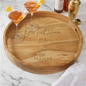 Real Estate Logo  Acacia Wood Round Serving Tray - 51749