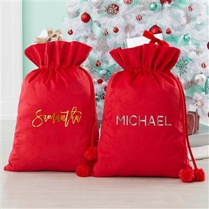 Glistening Name Personalized Metallic Foil Red Santa Sack - 51793