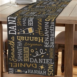 New Years Eve Repeating Name Personalized Table Runner - 16quot; x 96quot; - 51837-M