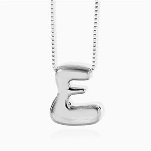 Custom Bubble Letter Initial Necklace-Stainless Steel - 51912D-S