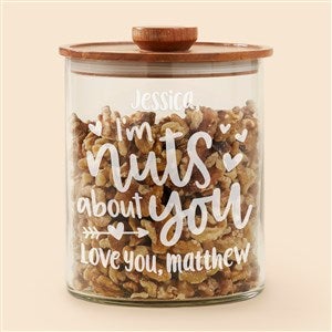 Nuts About...Personalized Glass Food Jars with Wood Lid - Large - 51925-L