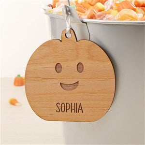 Halloween Pumpkin Personalized Wooden Basket Tag-Natural - 51929-N