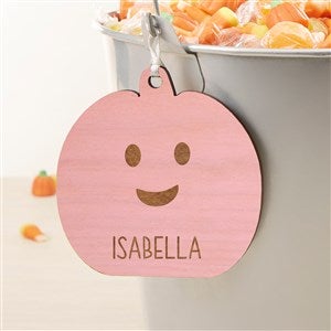 Halloween Pumpkin Personalized Wooden Basket Tag-Pink Stain - 51929-P