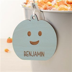 Halloween Pumpkin Personalized Wooden Basket Tag-Blue Stain - 51929-B