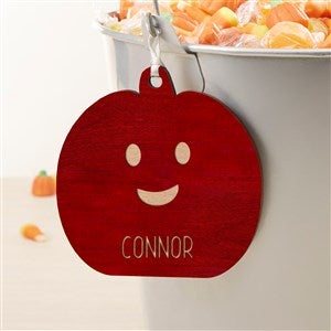 Halloween Pumpkin Personalized Wooden Basket Tag-Red Stain - 51929-R