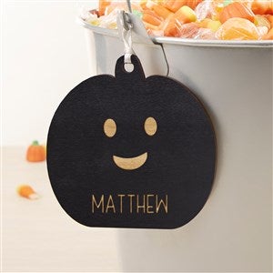 Halloween Pumpkin Personalized Wooden Basket Tag-Black - 51929-BL