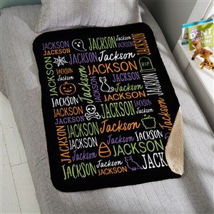 Halloween Repeating Name Personalized 30x40 Sherpa Blanket - 51960-SS