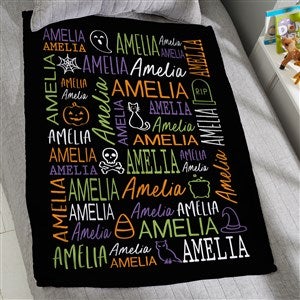 Halloween Repeating Name Personalized 30x40 Plush Fleece Blanket - 51960-SF