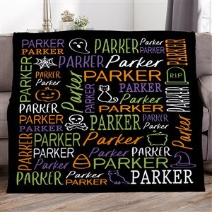 Halloween Repeating Name Personalized 60x80 Plush Fleece Blanket - 51960-L