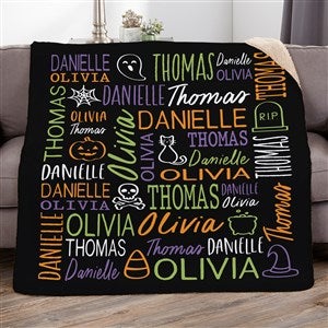 Halloween Repeating Name Personalized 60x80 Sherpa Blanket - 51960-SL