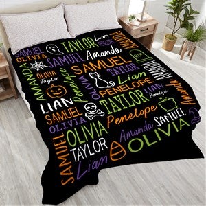 Halloween Repeating Name Personalized 90x108 Plush King Fleece Blanket - 51960-K