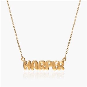 Personalized Bubble Name Necklace-Gold - 52218D-G