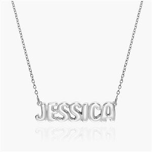 Personalized Bubble Name Necklace-Sterling Silver - 52218D-S