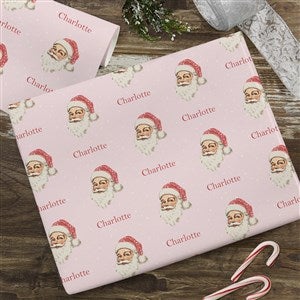 Vintage Pink Santa Personalized Wrapping Paper - 6ft Roll - 52234