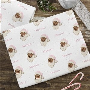 Vintage Pink Santa Personalized Wrapping Paper Roll - 18ft Roll - 52234-L