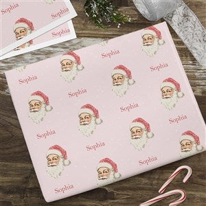 Vintage Pink Santa Personalized Wrapping Paper Sheets - Set of 3 - 52234-S