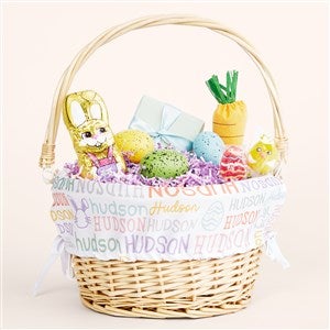 Easter Repeating Name Personalized Natural Basket with Folding Handle - 52287-N