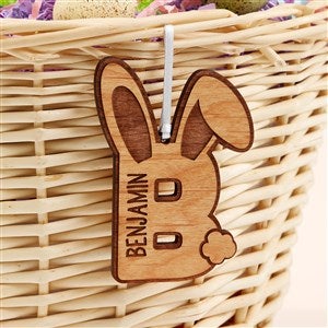 Bunny Monogram Personalized Wooden Easter Basket Tag - Natural - 52293-N