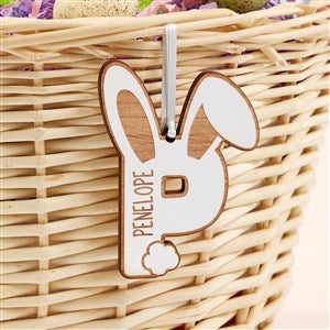 Bunny Monogram Personalized Wooden Easter Basket Tag - Whitewash - 52293-W