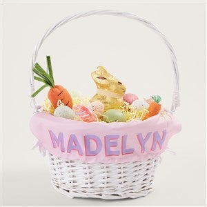 Shadow Name  Personalized Easter White Basket With Folding Handle - 52299-W