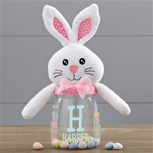 Easter Bunny Repeating Name Personalized Bunny Candy Jar- Pink - 52309-P