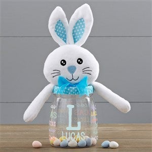 Easter Bunny Repeating Name Personalized Bunny Candy Jar- Blue - 52309-B