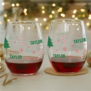 Festive Icons Personalized Stemless Wine Glass - 52320-S