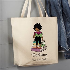 Book Lover philoSophies Personalized Canvas Tote Bags - Large - 52453-L