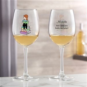 Book Lover philoSophies® Personalized White Wine Glass - 52455-W