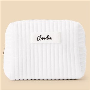 Metallic Foil Personalized Velvet Makeup Bag - Ivory - Large - 52590-LI