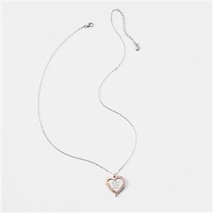 Kittenish Engraved Sterling Silver/Rose Gold Mom Heart Swing Necklace - 52599