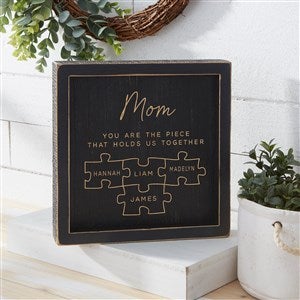 Her Puzzle Pieces Personalized Distressed Black Wood Frame Wall Art- 8 x 8 - 52601-8x8