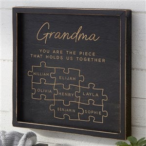 Her Puzzle Pieces Personalized Distressed Black Wood Frame Wall Art- 12 x 12 - 52601B-12x12