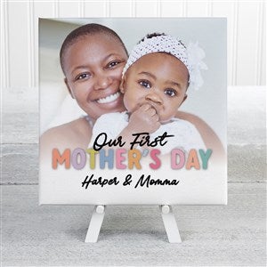 Colorful First Mothers Day Personalized Tabletop Canvas Print - 5frac12; x 5frac12; - 52609-5x5