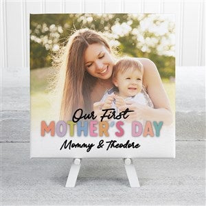 Colorful First Mothers Day Personalized Tabletop Canvas Print -8x8 - 52609-8x8