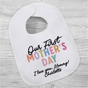 Colorful First Mothers Day Personalized Baby Bib - 52613-B