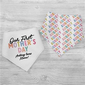 Colorful First Mothers Day Personalized Bandana Bibs- Set of 2 - 52613-BB