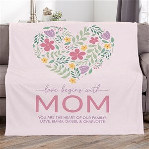 Love Begins With Mom Personalized 50x60 Plush Fleece Blanket - 52626-F