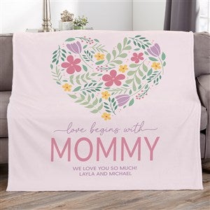 Love Begins With Mom Personalized 60x80 Plush Fleece Blanket - 52626-L