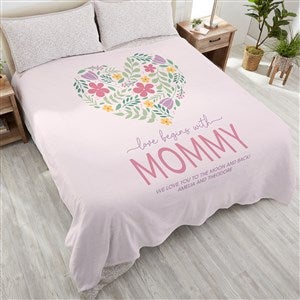 Love Begins With Mom Personalized 90x90 Plush Queen Fleece Blanket - 52626-QU