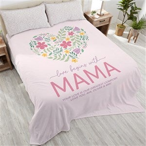 Love Begins With Mom Personalized 90x108 Plush King Fleece Blanket - 52626-K