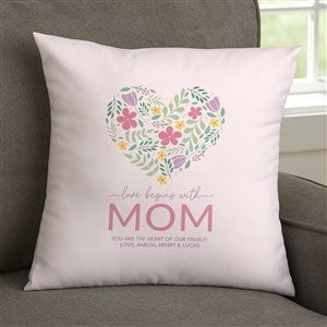 Love Begins With Mom Personalized 14 Throw Pillow - 52628-S