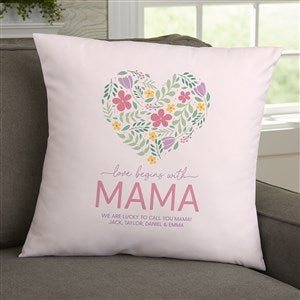 Love Begins With Mom Personalized 18 Throw Pillow - 52628-L