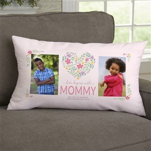 Love Begins With Mom Personalized Photo Lumbar Throw Pillow - 52628-LB