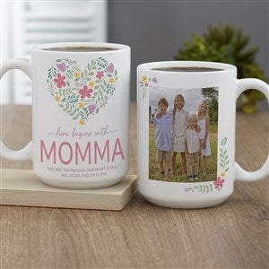 Love Begins With Mom Personalized Photo Coffee Mug 15 oz.- White - 52629-L