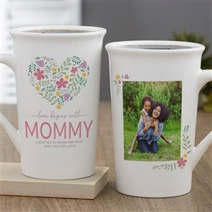 Love Begins With Mom Personalized Photo Latte Mug 16 oz.- White - 52629-U